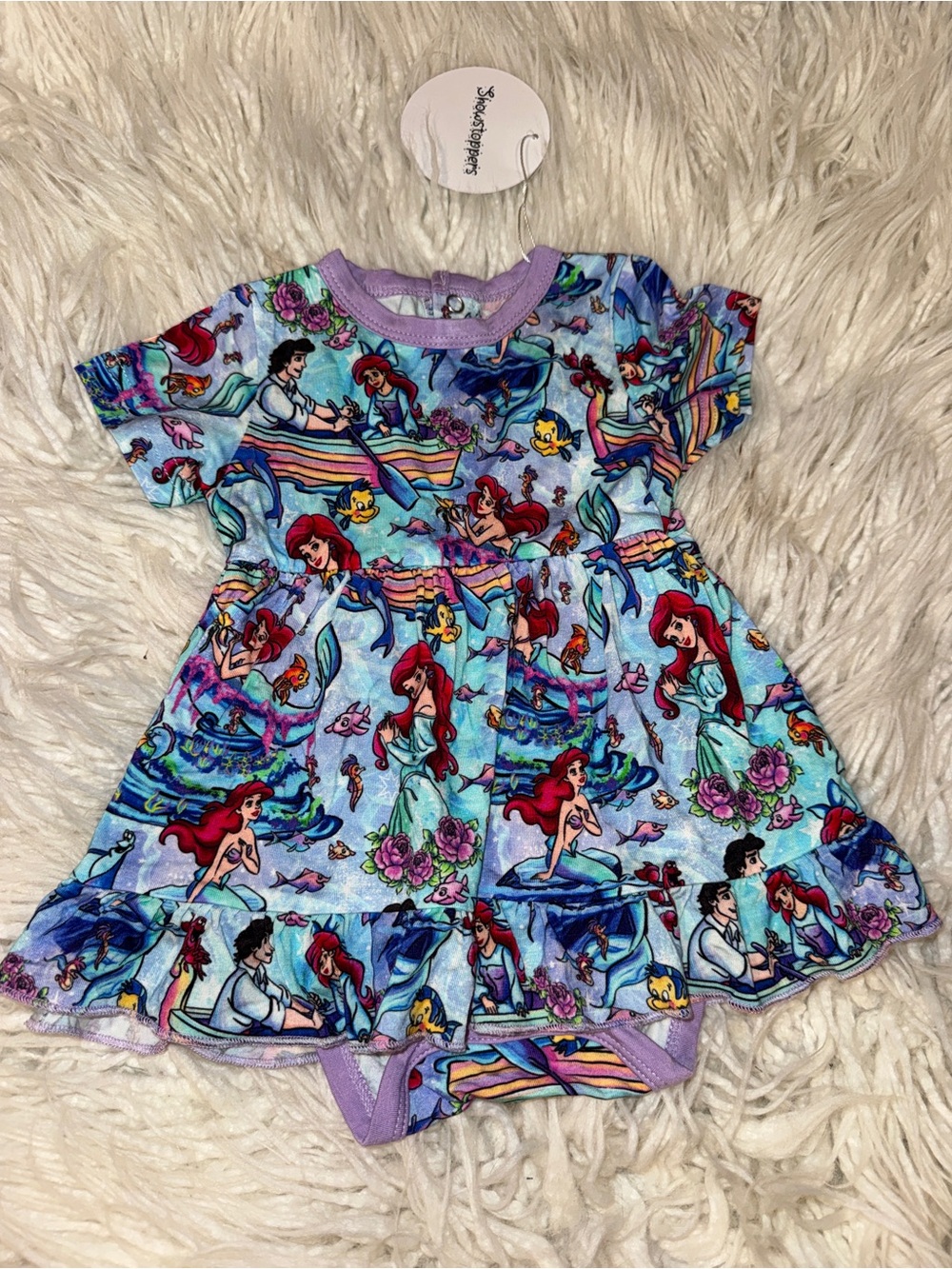 The Little Mermaid Blue & Purple Print Casual Dress for Kids